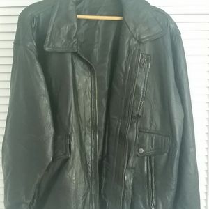 Leather bomber jacket